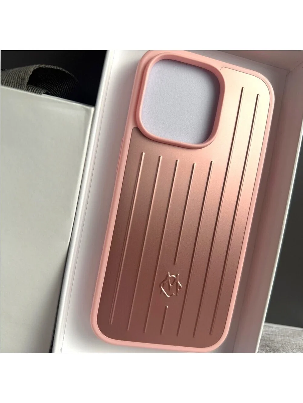 🦩 Rimowa in Pink iPhone 16 Pro Max Case Aluminum Metal Grooved Luggage Style